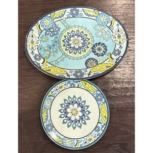 Certified International Colorful Floral Talavera Melamine Set Of 2 Platters Oval